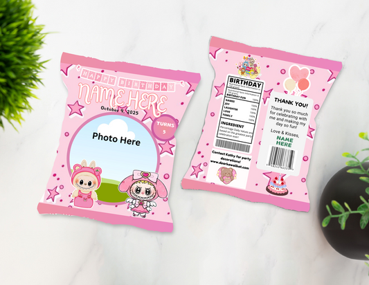 Labubu Pink Chip Bags