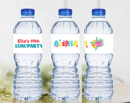 Hawaii Theme Water Bottle Labels
